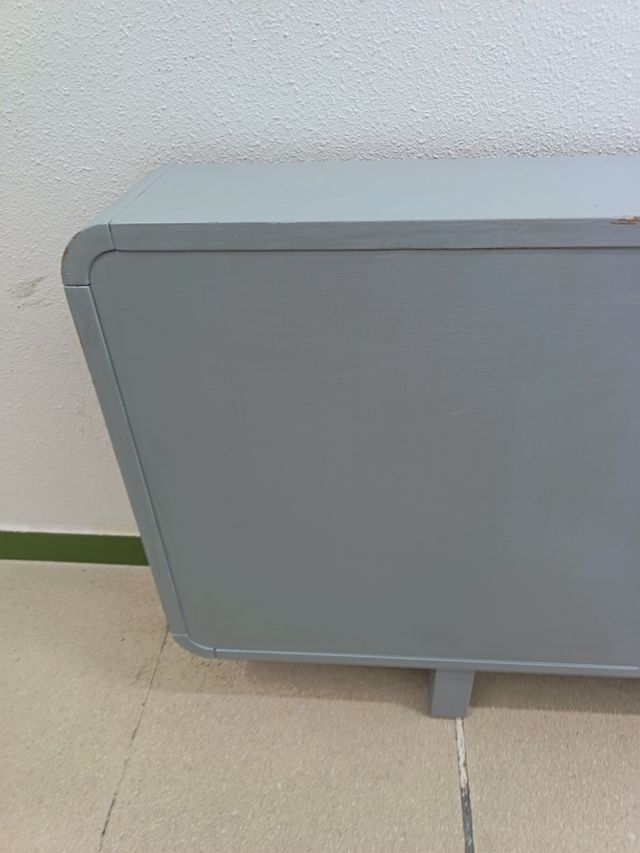 Cabecero madera maciza cama doble gris