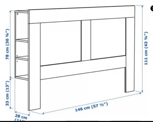Cabecero cama blanco 140cm, con compartimentos.