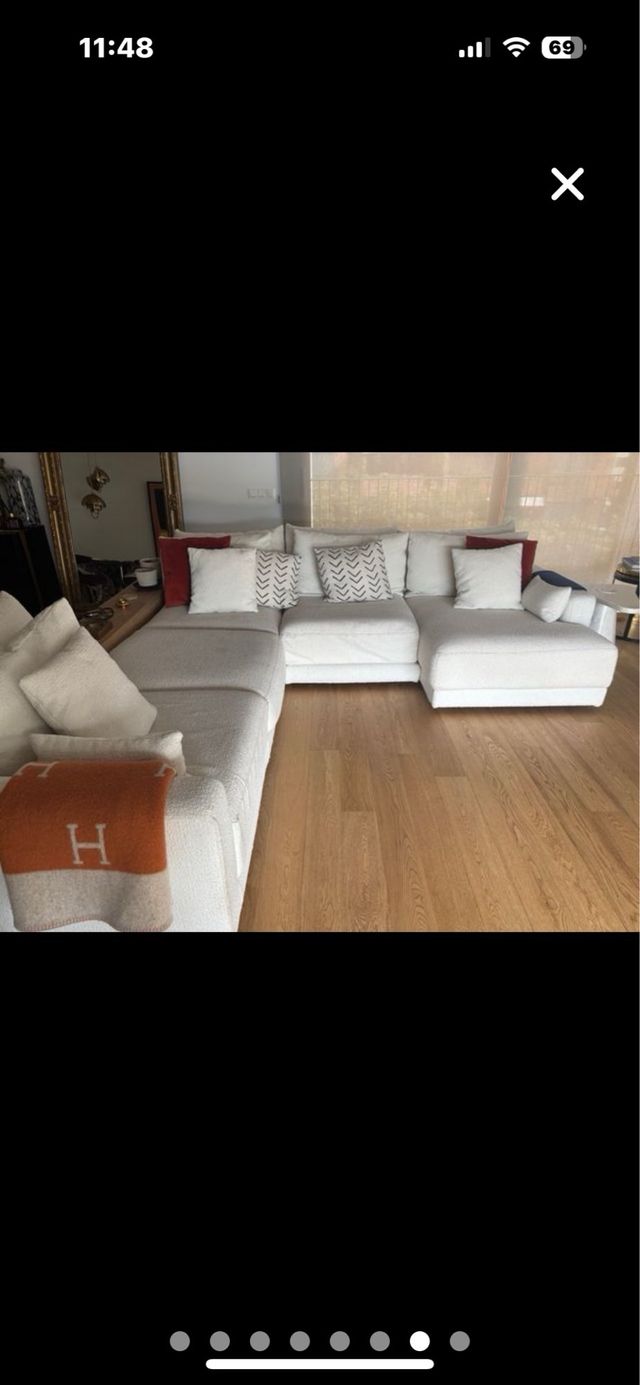 Divano chaise longue bianco in 5 pezzi