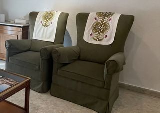 1 Sillones tapizados - Verde oliva.