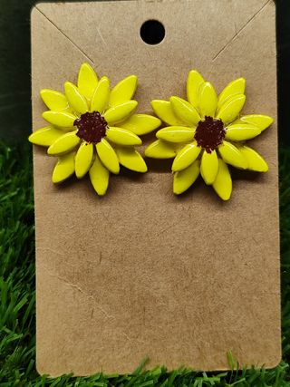 Pendientes girasol artesanales, hechos a mano