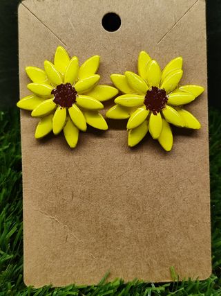 Pendientes girasol artesanales, hechos a mano