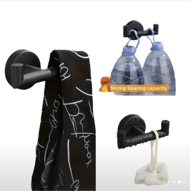 Gancho Baño Doble - Acero Negro