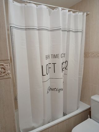 Cortina de ducha blanca - Baño + barra de baño