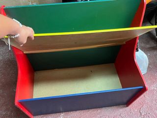 Banco infantil almacenaje rojo-amarillo