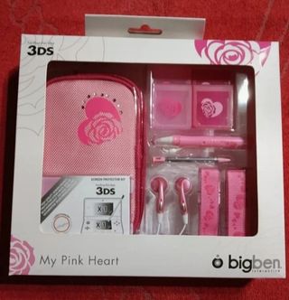 NUEVO. Kit Funda+Accesorios My Pink Heart 3DS 