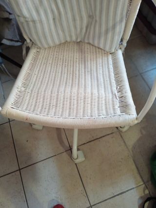 Silla escritorio mimbre blanco