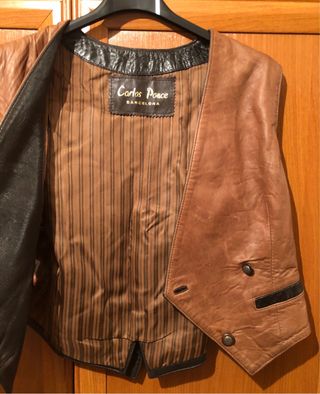 Chaleco piel Carlos Ponce vintage