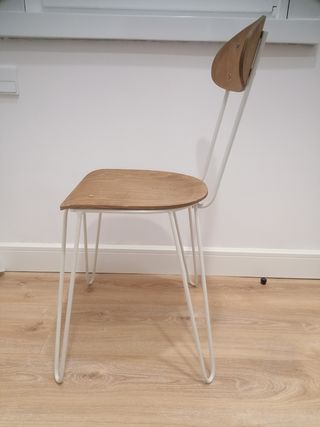 Silla escolar madera metal blanca