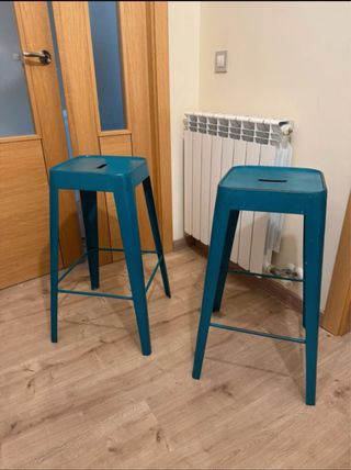 2 Taburetes cocina metal turquesa