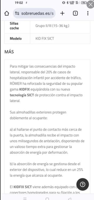 Silla coche Römer Kidfix grupo 2 y 3