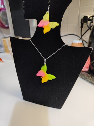 Orecchini Farfalla Resina Verde-Giallo