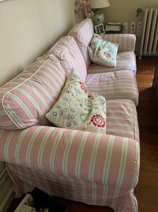 Sofá EKTORP Ikea 3 plazas - Rosa y blanco