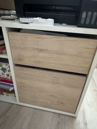 Mesa escritorio Skat blanco y roble 139x93x75cm