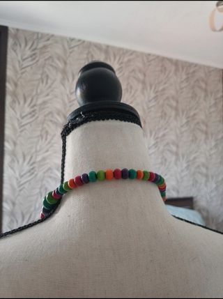 Collana etnica multicolor legno