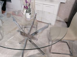 Super Precio! Mesa cristal 4 sillas piel sintética