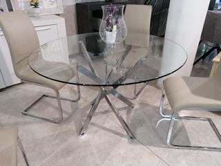 Super Precio! Mesa cristal 4 sillas piel sintética