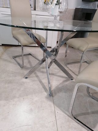 Super Precio! Mesa cristal 4 sillas piel sintética