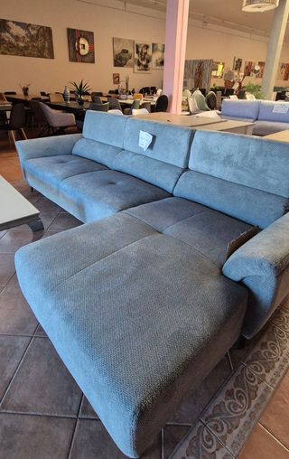 SOFÁ CHAISE LONGE COLOR AZUL CIAN DE TELA