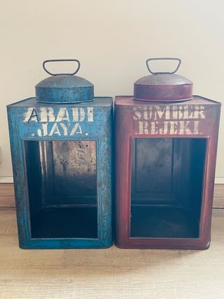 2 Faroles metálicos vintage