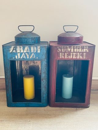 2 Faroles metálicos vintage