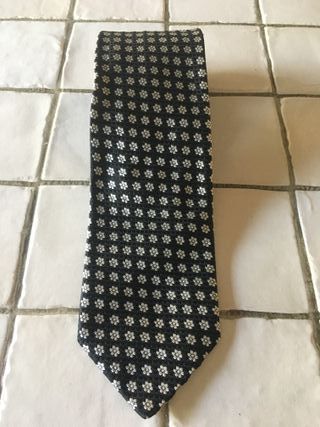Cravatta vintage Tino Cosma - seta nera/argento