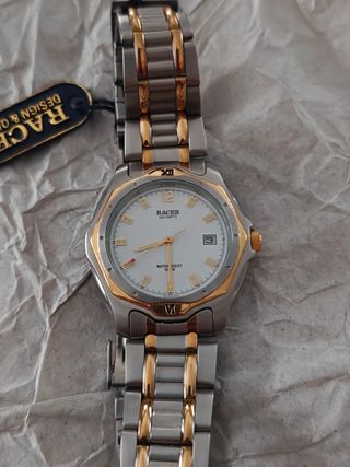 Reloj Racer cuarzo, dorado y plateado