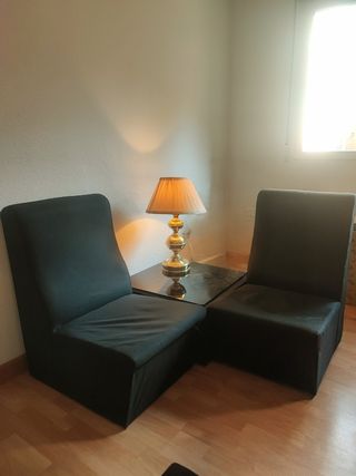 Rinconera negra modular + mesa cristal