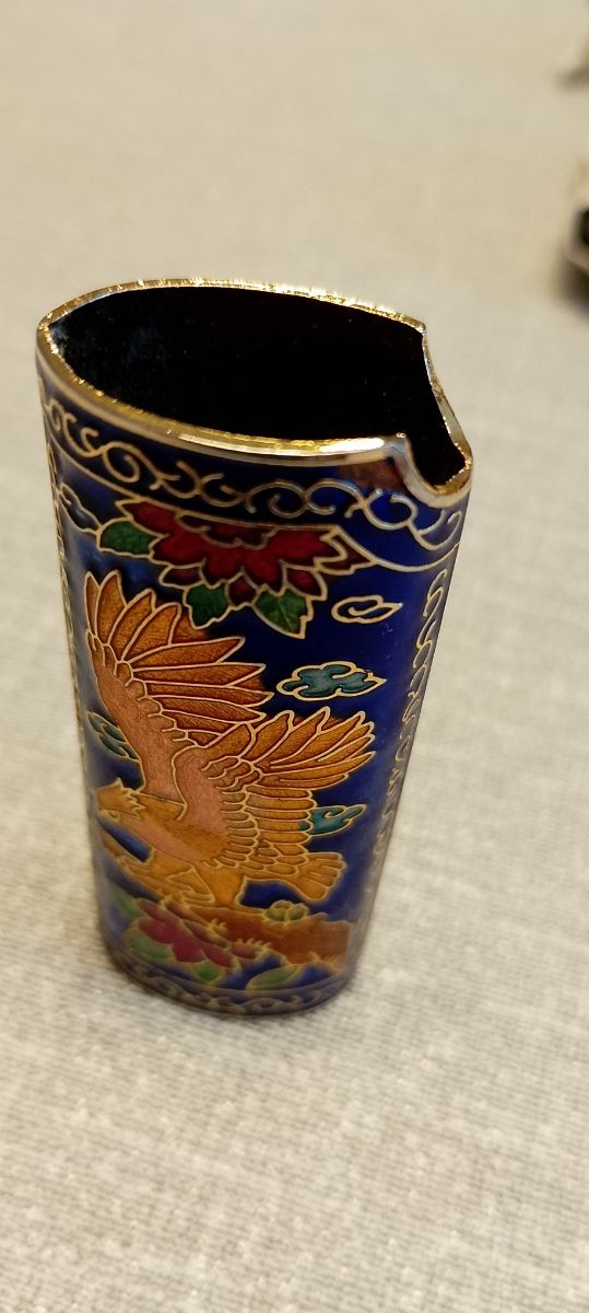 Porta accendino vintage smaltato cloissoné