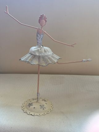 Adorno bailarina metal rosa plata