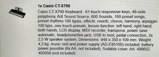 Teclado Piano Casio CT-X700