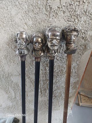 Bastones de madera y metal - 5 uds