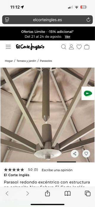 Sombrilla + 3 pies hormigón El Corte Inglés