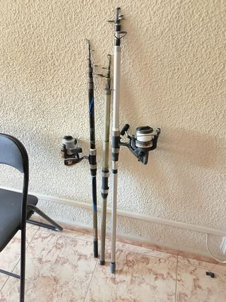 3 Cañas Pesca: 2 telescópicas + 1