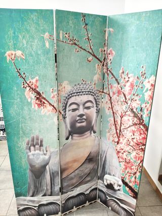 Biombo 3 hojas - Buda y flores
