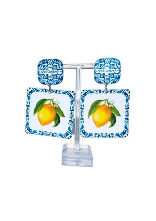Pendientes azulejo, pendientes limones, joya limon