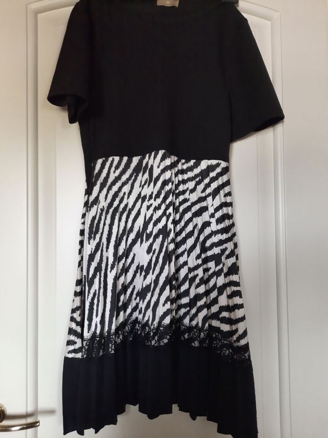 Vestito elegante beige e nero taglia media