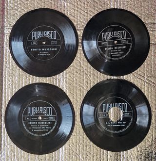 4 Discos de 33 rpm Mussolini y Pio XI