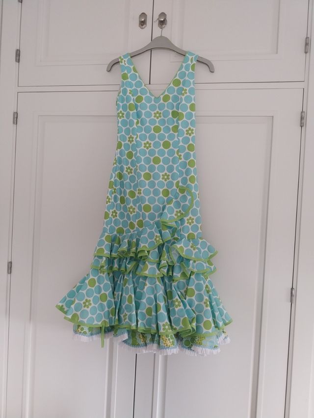 Traje Flamenca corto  - verde turquesa