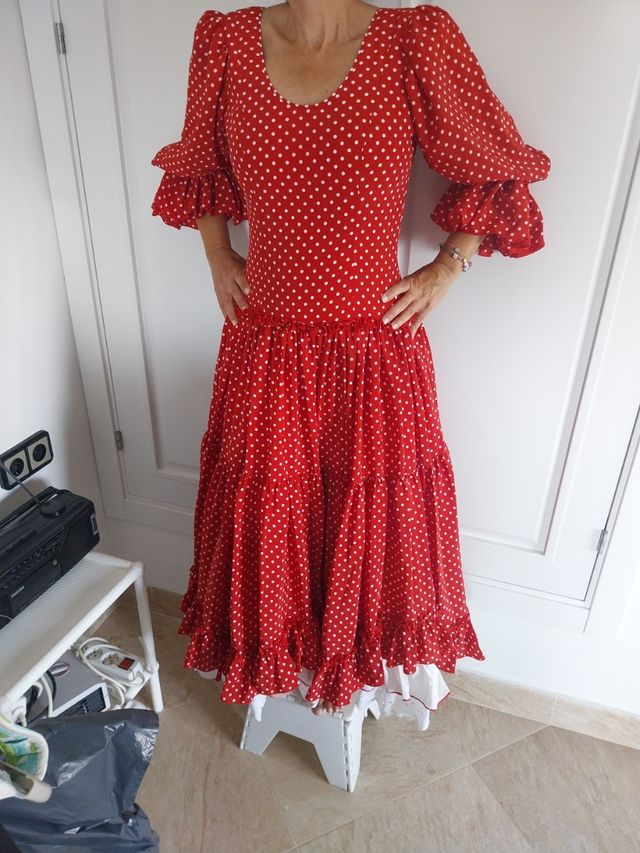 Traje Flamenca crespón manga farol