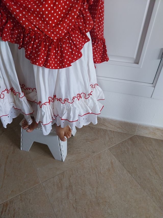 Traje Flamenca crespón manga farol