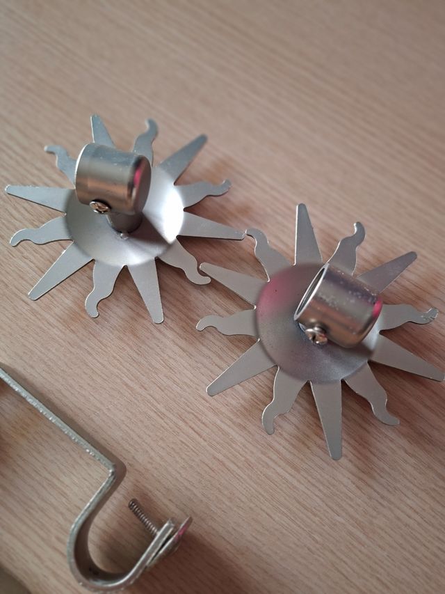 Topes barra cortina soles + soportes de barra