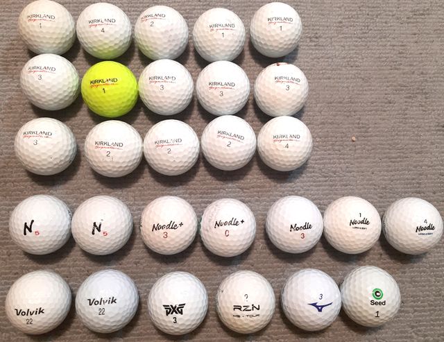 28 BOLAS DE GOLF: KIRKLAND NOODLE VOLVIK PXG RZN