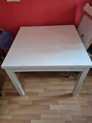 Mesa blanca extensible 90x90-170cm