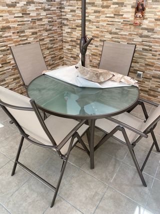 Mesa+Sillas Jardín - Beige/Brown