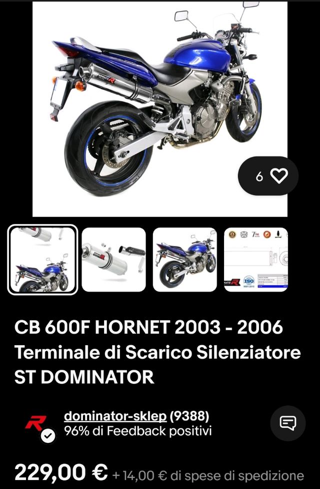 Scarico Dominator Hornet 600 2005 