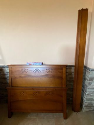 Cama madera marron 105x190 cm