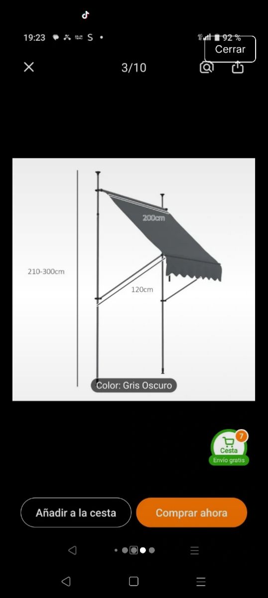 Toldo terraza retráctil beige