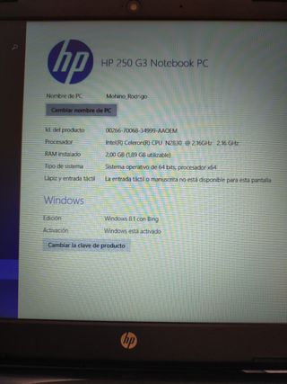  2 portátiles HP 250 G3 Notebook PC. 
