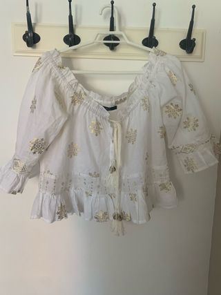 Conjunto ibicenco blanco y dorado